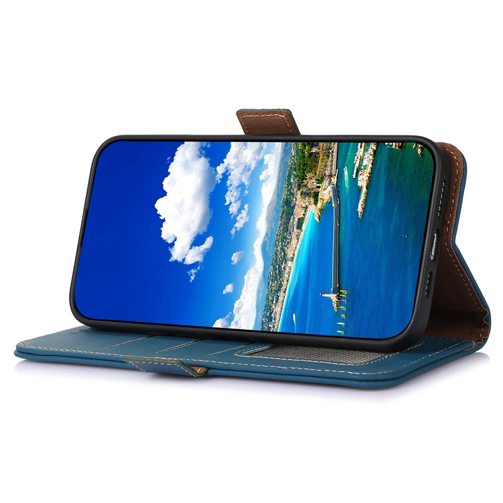 For Motorola Moto E13 4G RFID Blocking Phone Case Genuine Cow Leather Wallet Phone Stand Cover For Motorola Moto E13 4G RFID Blocking Phone Case Genuine Cow Leather Wallet Phone Stand Cover